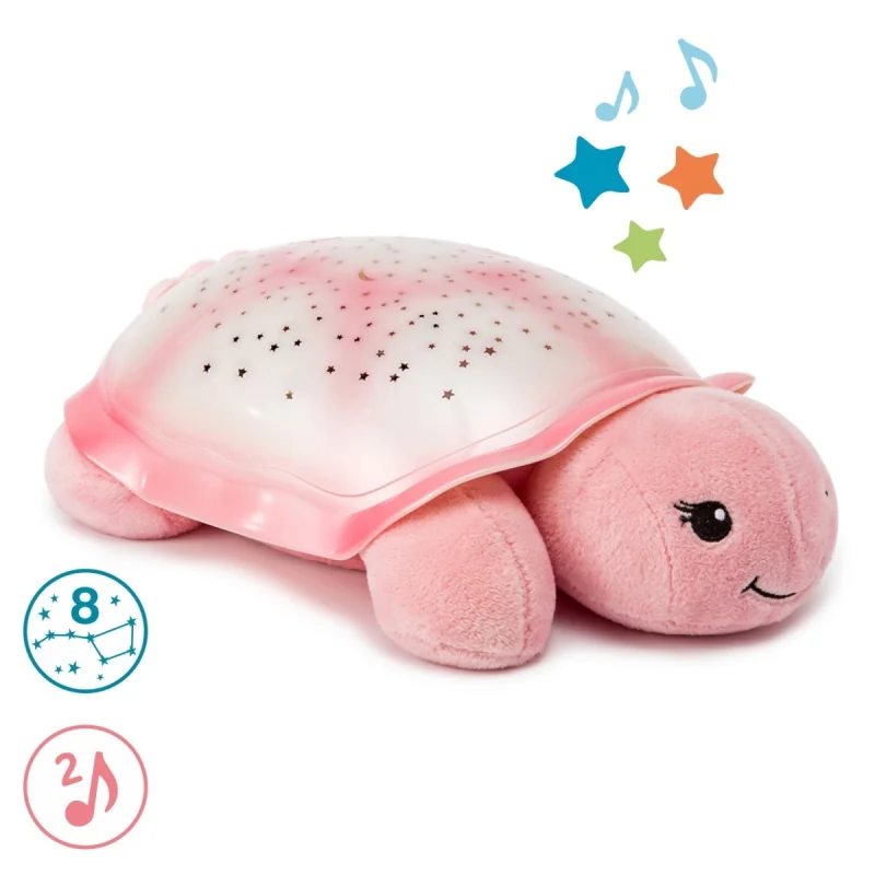 Cloud b® Twinkling Twilight Turtle™- Nočné svetielko s melódiou, Korytnačka, ružová, 0m+ 