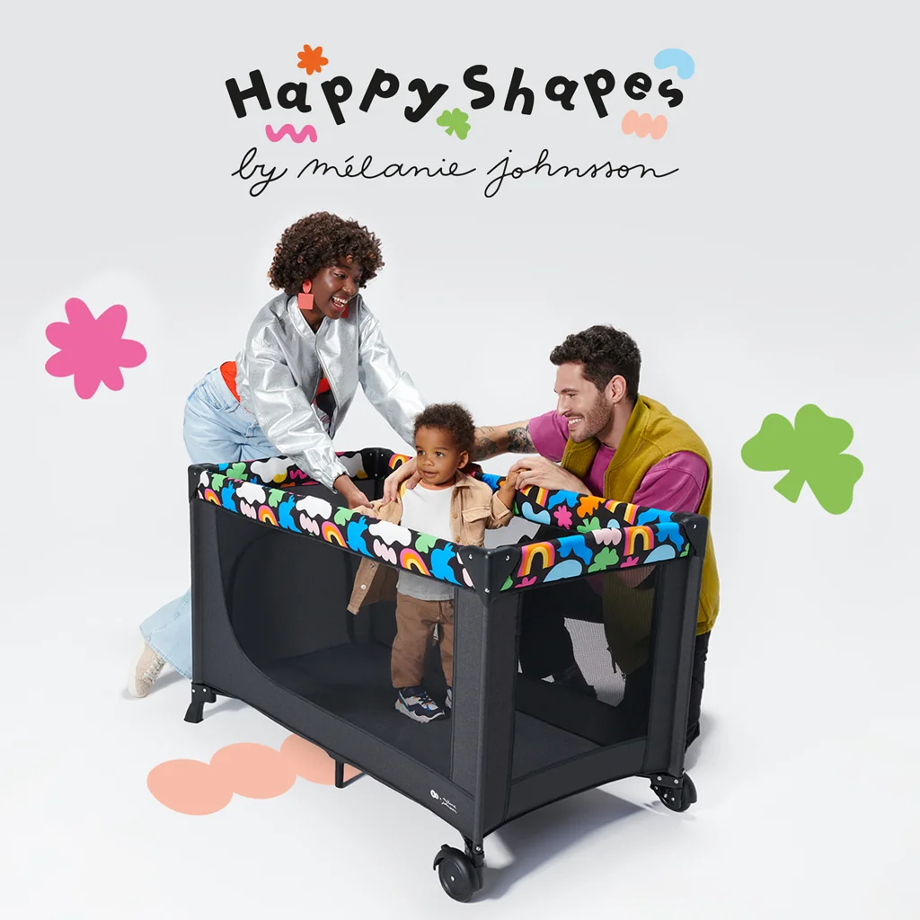 KINDERKRAFT Postieľka cestovná Joy 2 Happy shapes 1×1 ks, cestovná postieľka