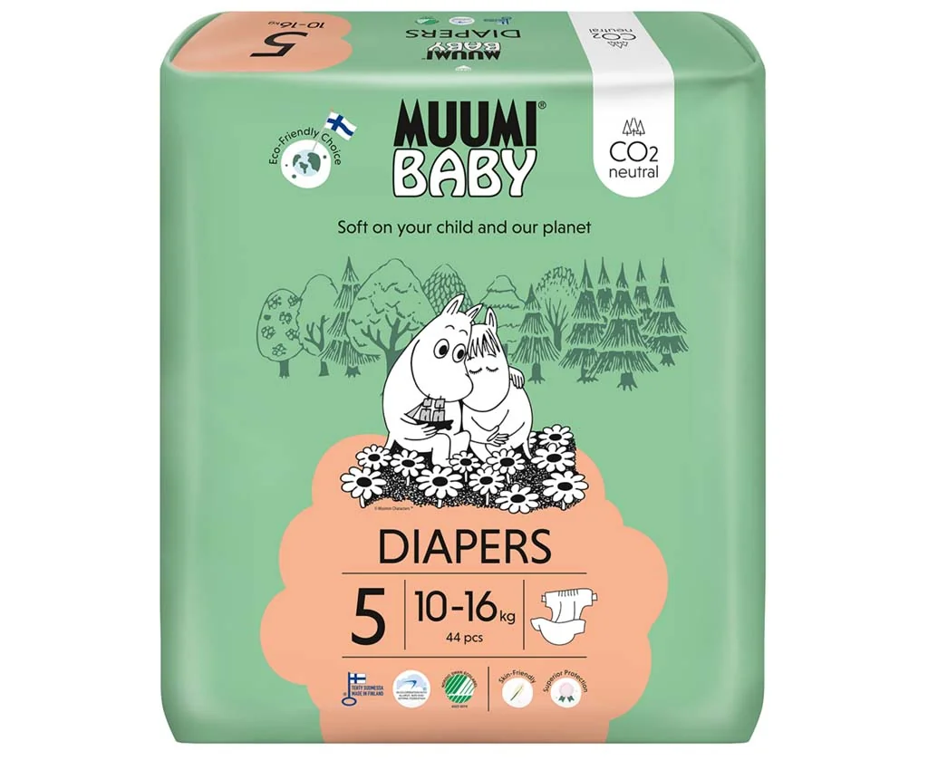 Muumi Baby 5 Maxi+ 10-16 kg, eko plienky 44 ks 1×44ks, EKO plienky