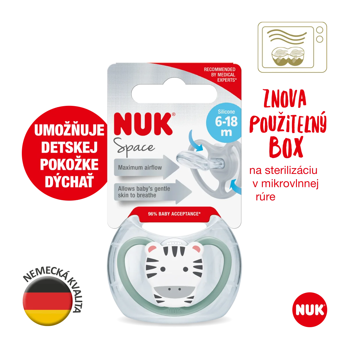 NUK Cumlík Space 6-18m BOX 1×1 ks, cumlík