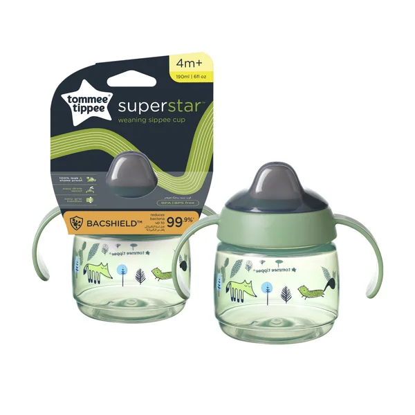 Tommee Tippee Superstar netečúci hrnček, 190 ml, 4m+, zelený