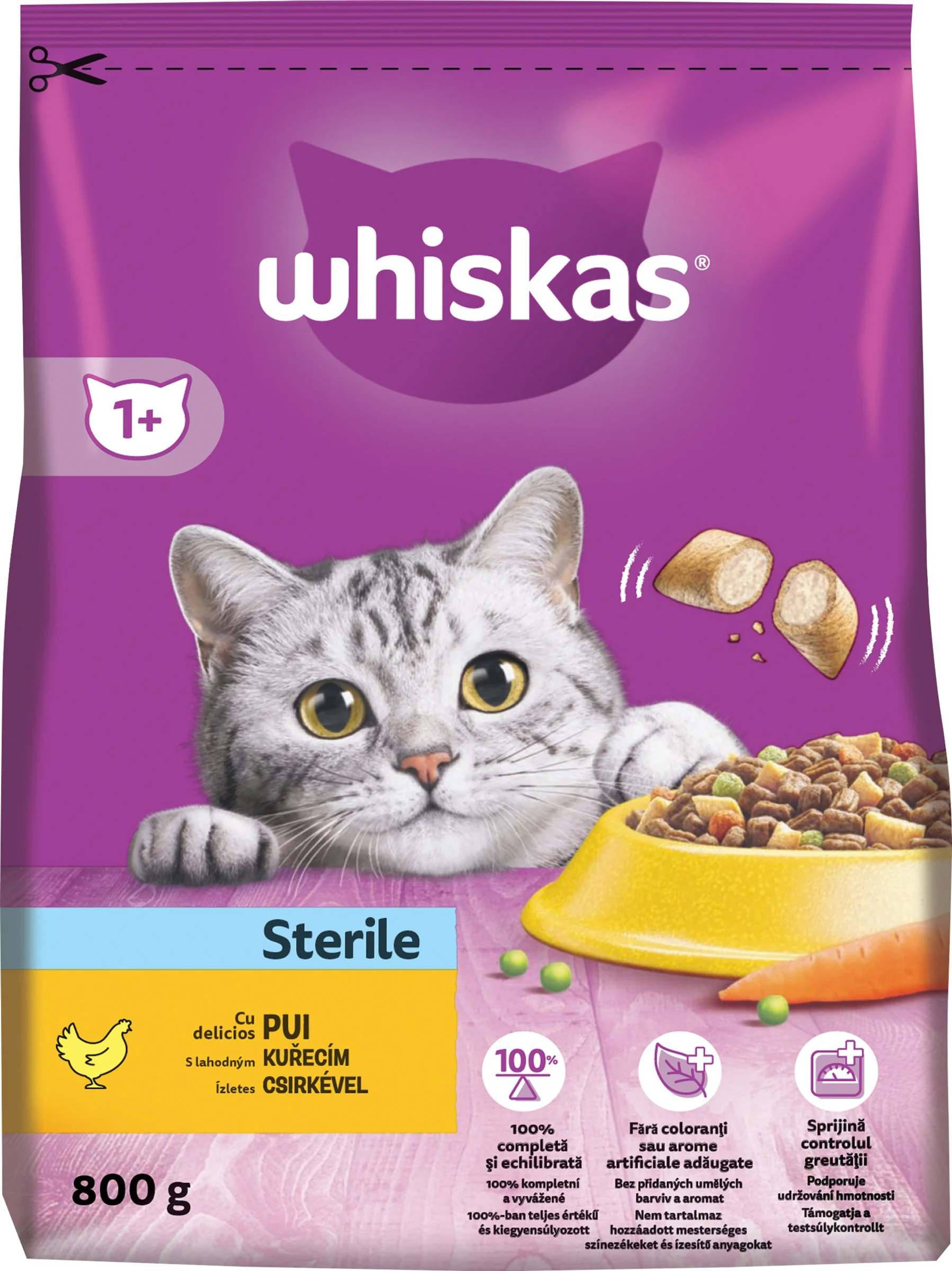 WHISKAS Granule Sterile s Kuracím 800G