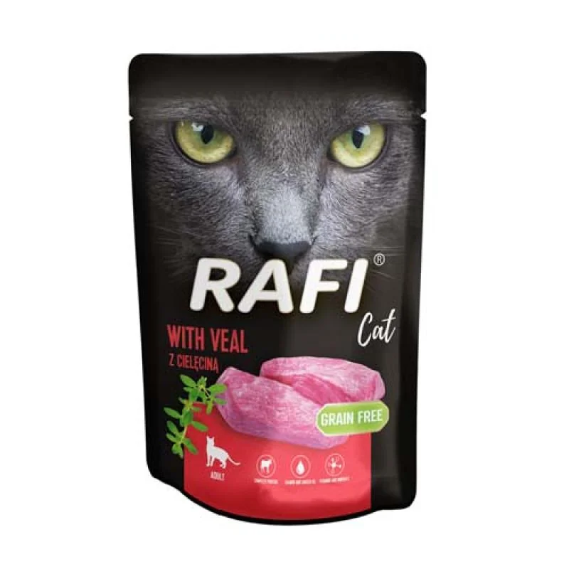 RAFI Cat Grain Free - Bezlepková kapsička s teľacím mäsom pre mačky 100g