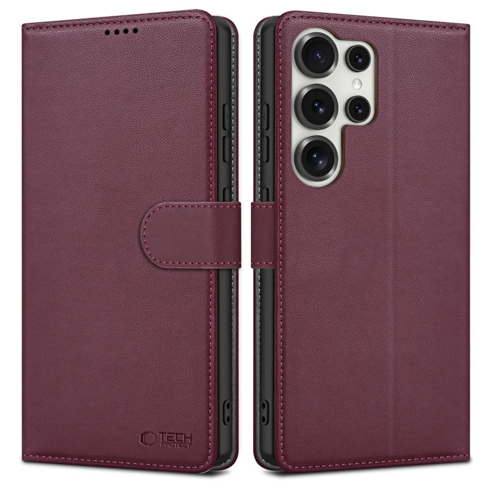 Tech-Protect Wallet knižkové puzdro na Samsung Galaxy S25 Ultra, bordo vé