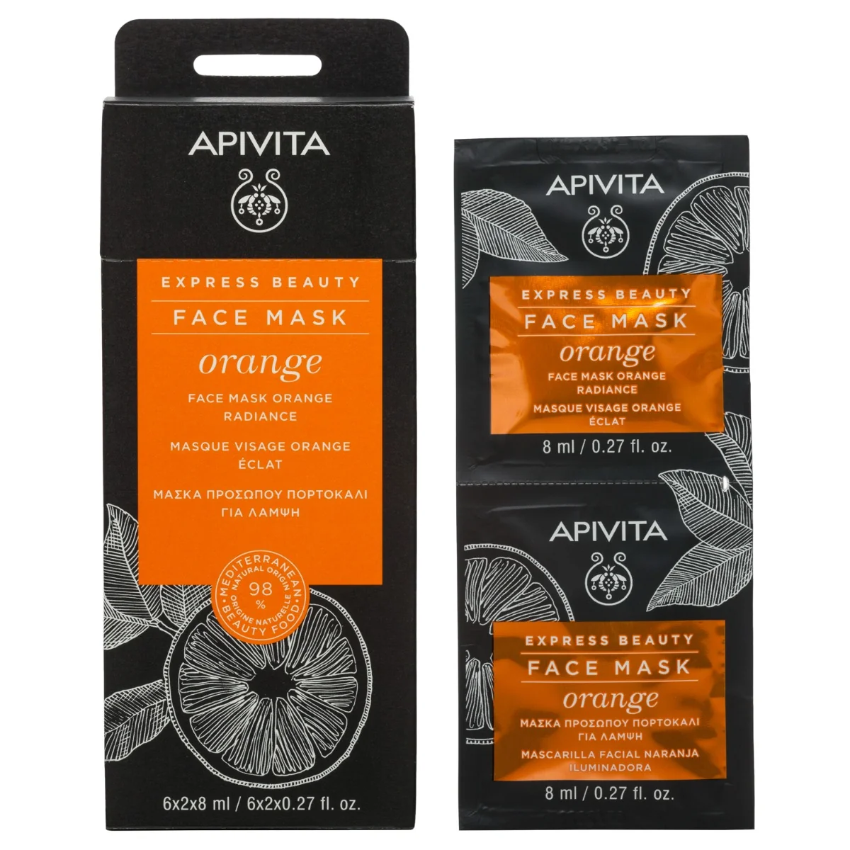 APIVITA Express Beauty Orange Face Mask, 2x8ml