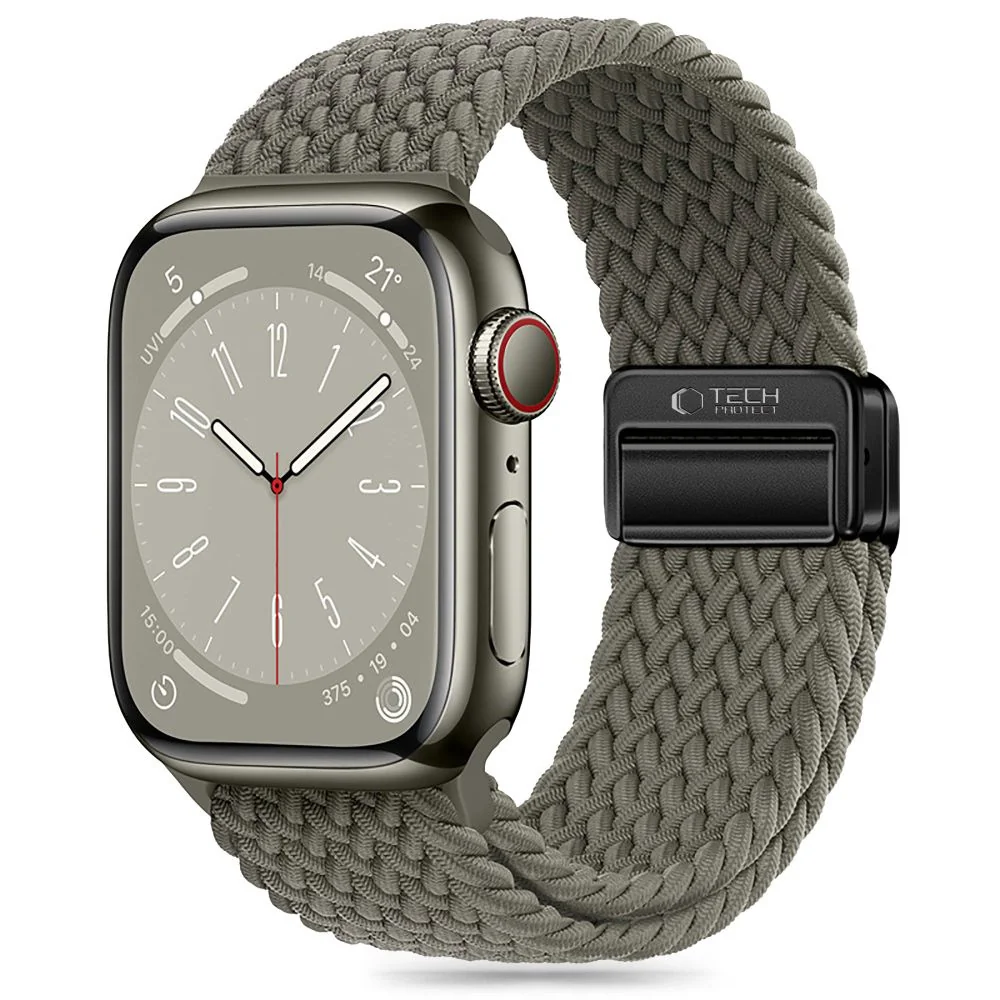 Tech-Protect Nylon Mag remienok na Apple Watch 42/44/45/49mm, olive grey