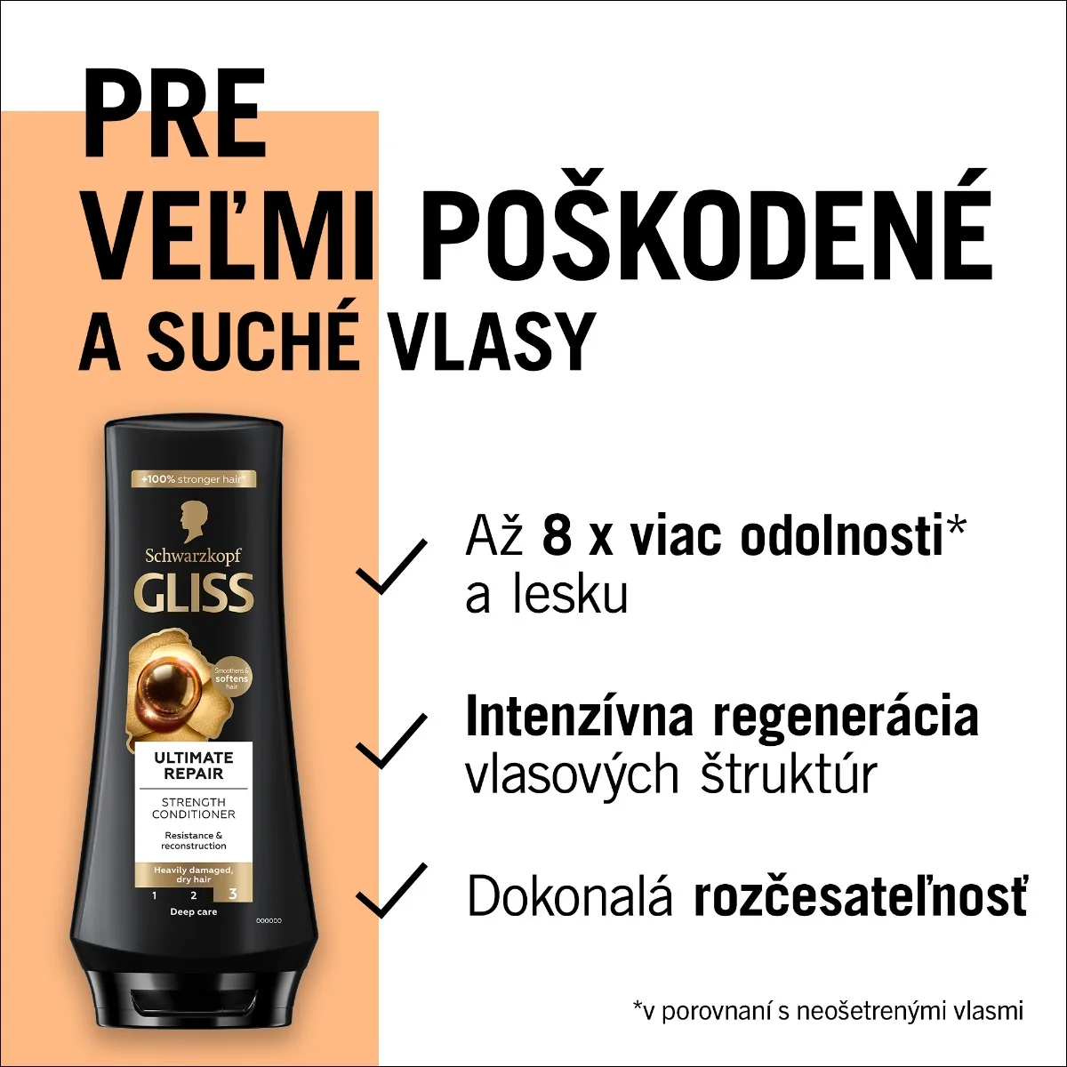 Schwarzkopf Gliss posilňujúci kondicionér Ultimate Repair 1×200 ml, kondicionér