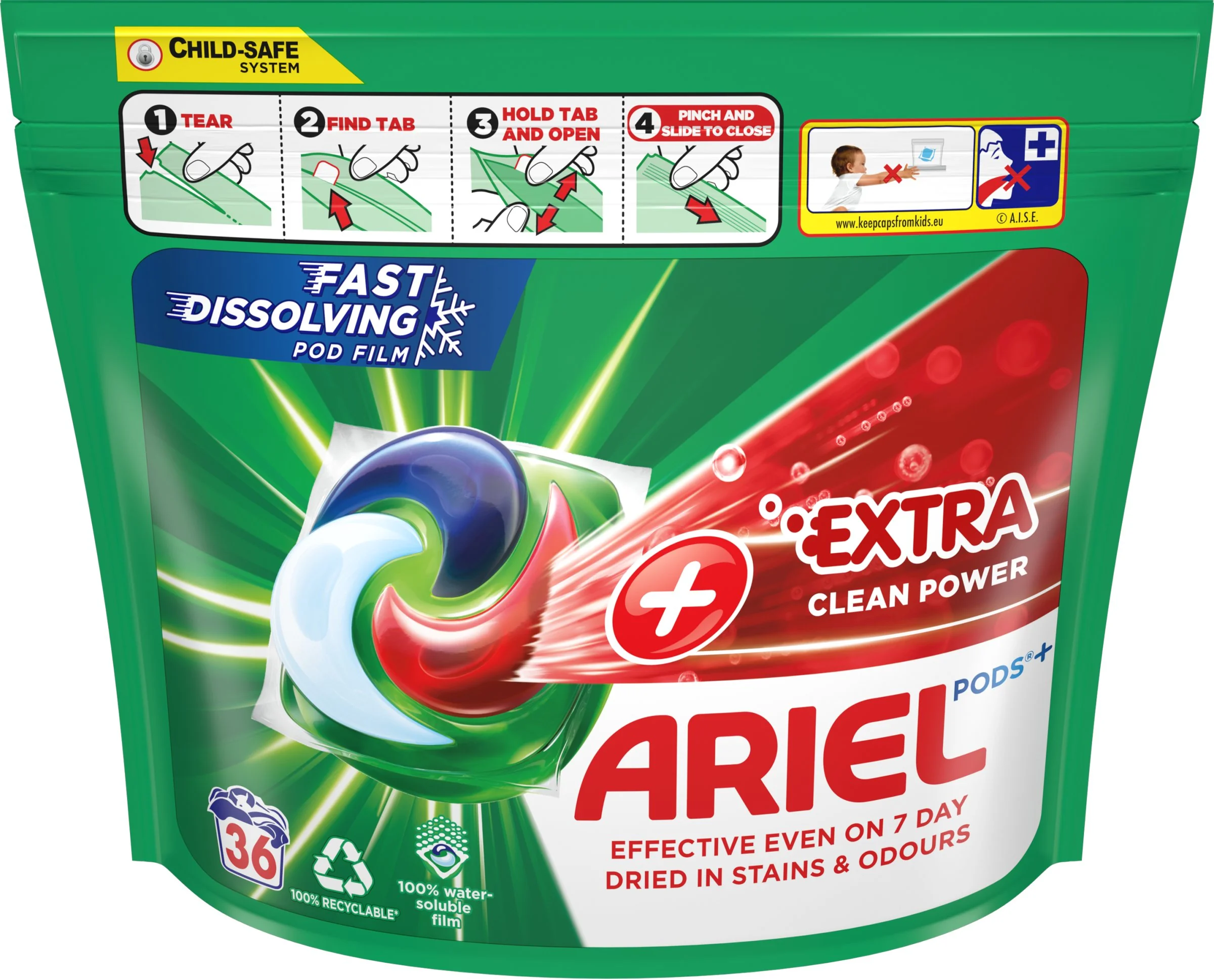 Ariel All-in-1 PODS Extra clean, Gélové Kapsuly Na Pranie, 36 Praní