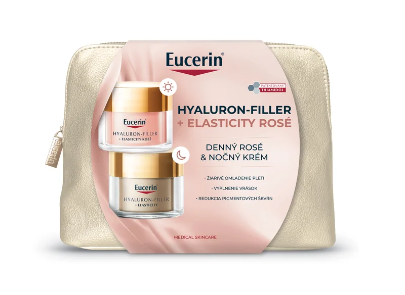 Eucerin Vianočná taštička HYALURON-FILLER + ELASTICITY Denný krém ROSÉ + Nočný krém