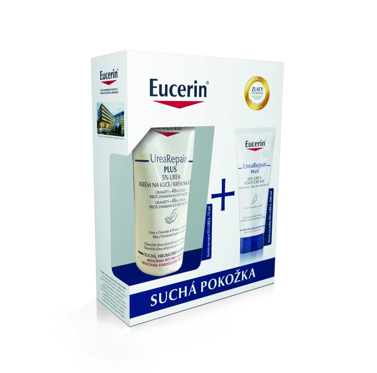 Eucerin kazeta UreaRepair PLUS Krém na nohy + Krém na ruky 1×1 set, darčekové balenie