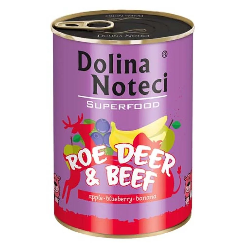 DOLINA NOTECI SUPERFOOD 400g srnčie a hovädzie mäso pre psov 80% mäsa