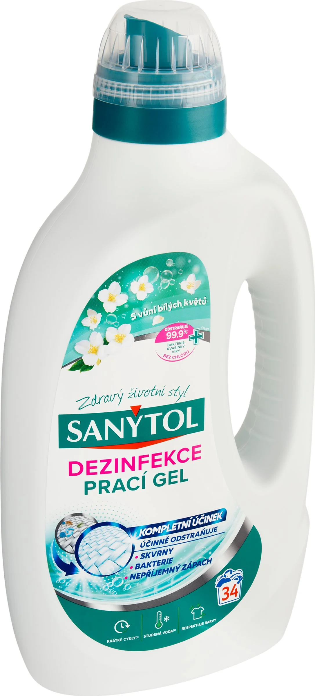 Sanytol dezinfekčný prací gél kvety 34PD 1×1700 ml, dezinfekčný prací gél