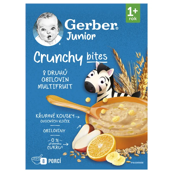 Gerber Junior Nemliečna kaša s chrumkavými kúskami ovocná - multifruit