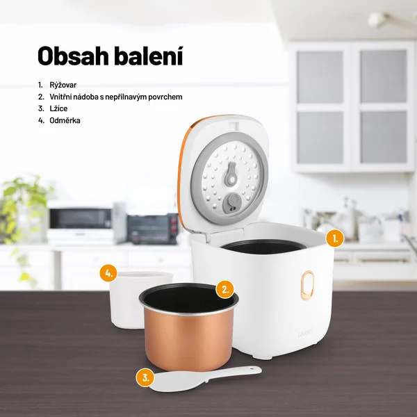 Lauben Multifunction Rice Cooker 1200WR Rose Gold Edition 1×1 ks, ryžovar