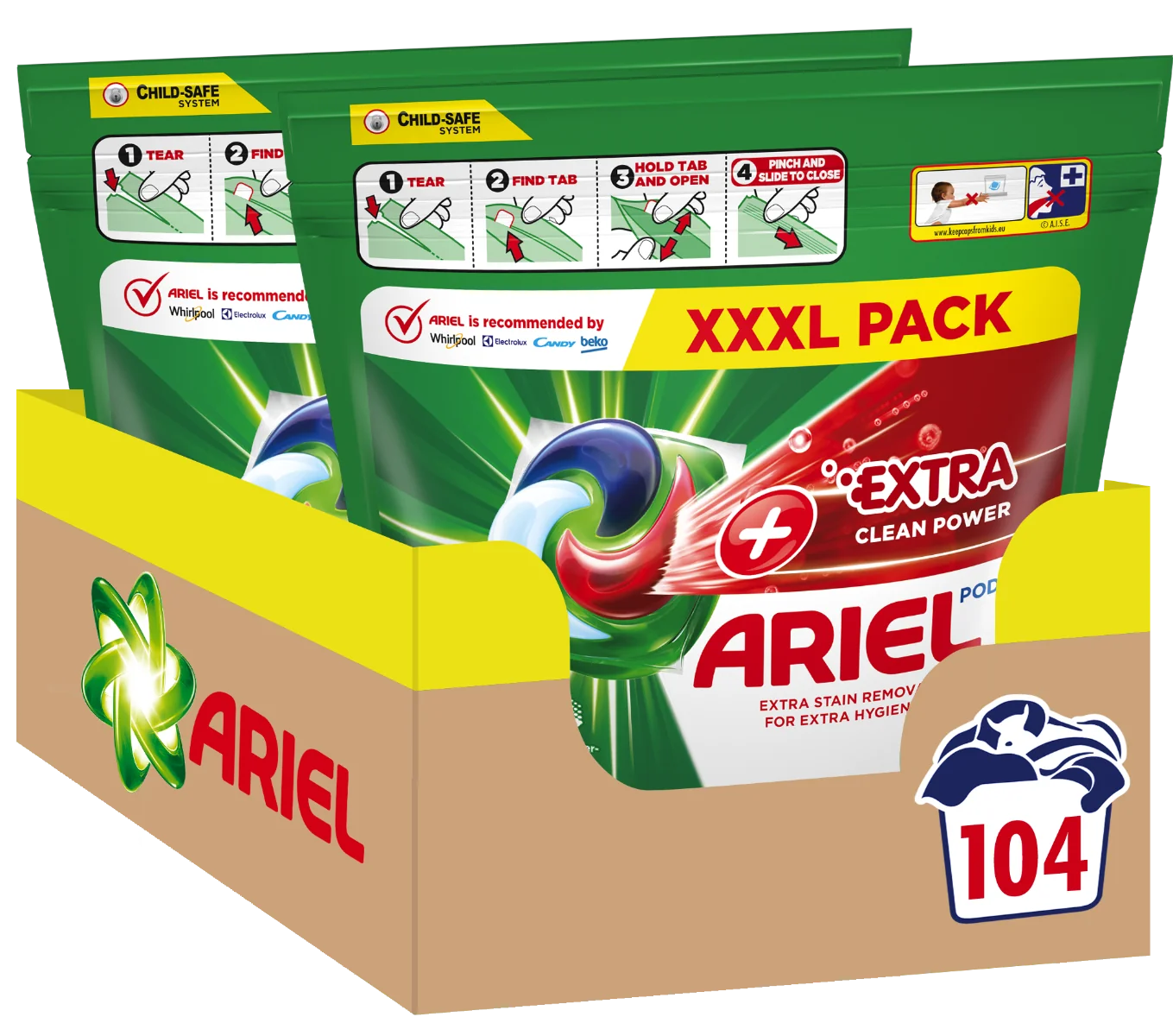 Ariel Gelové tablety 104ks Extra clean 1×104 ks, gélové tablety