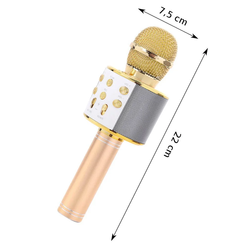 MG Bluetooth Karaoke mikrofón s reproduktorom, zlatý 
