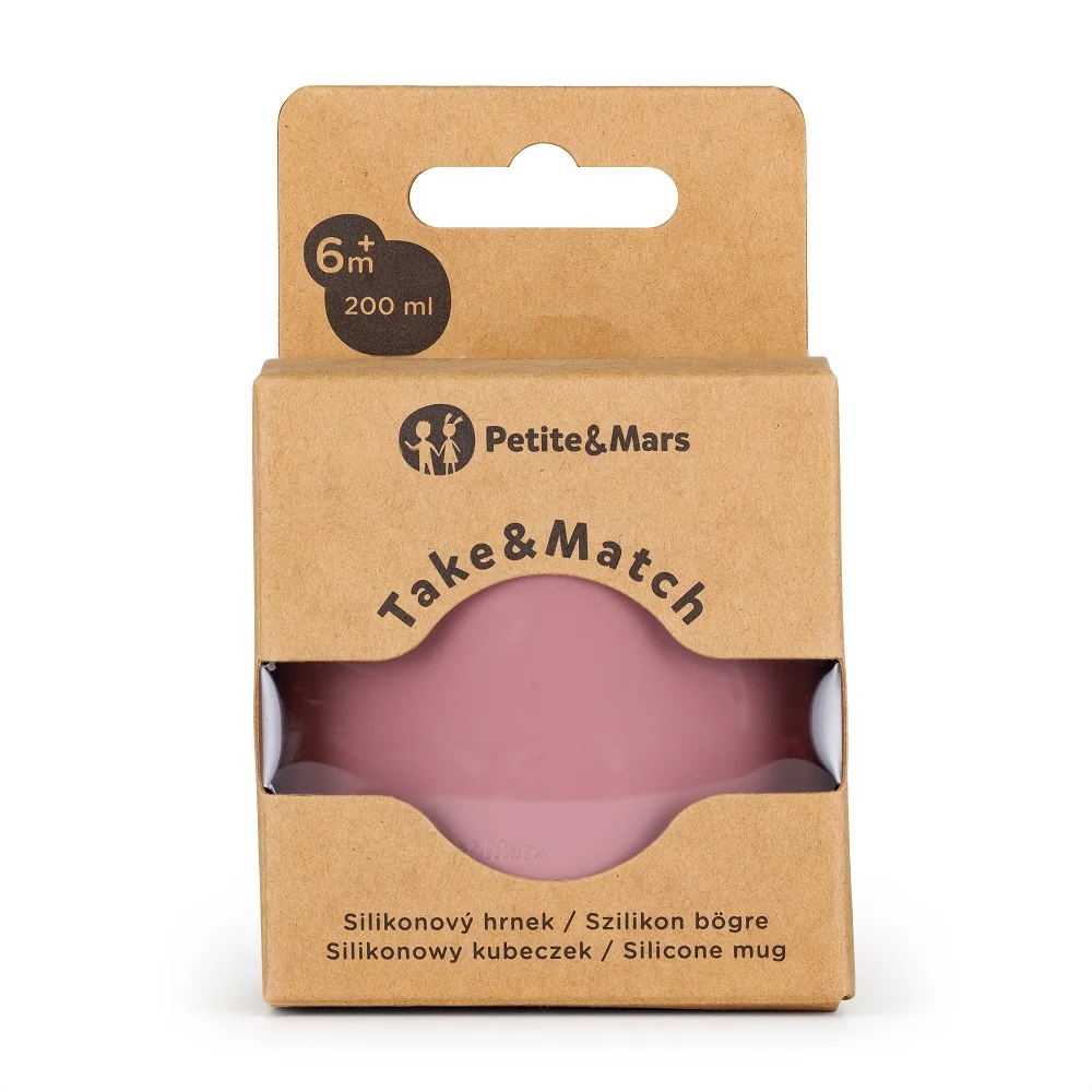 PETITE&MARS Hrnček silikonový Take&Match Dusty Rose 6m+ 1×1 ks, silikónový hrnček