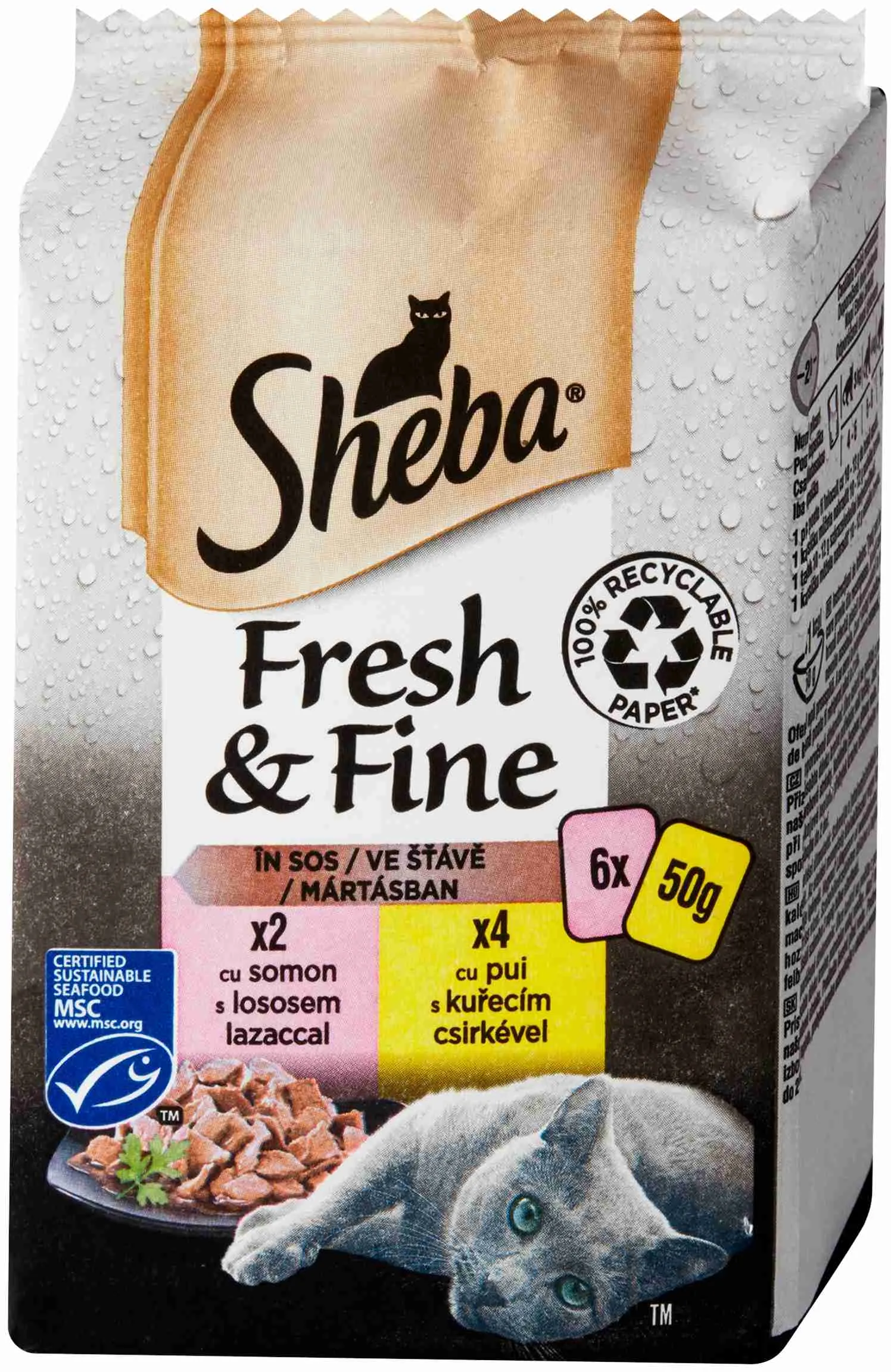 Sheba Kapsička Fresh&Fine Mix Kura A Losos 6x50g 6×50 g