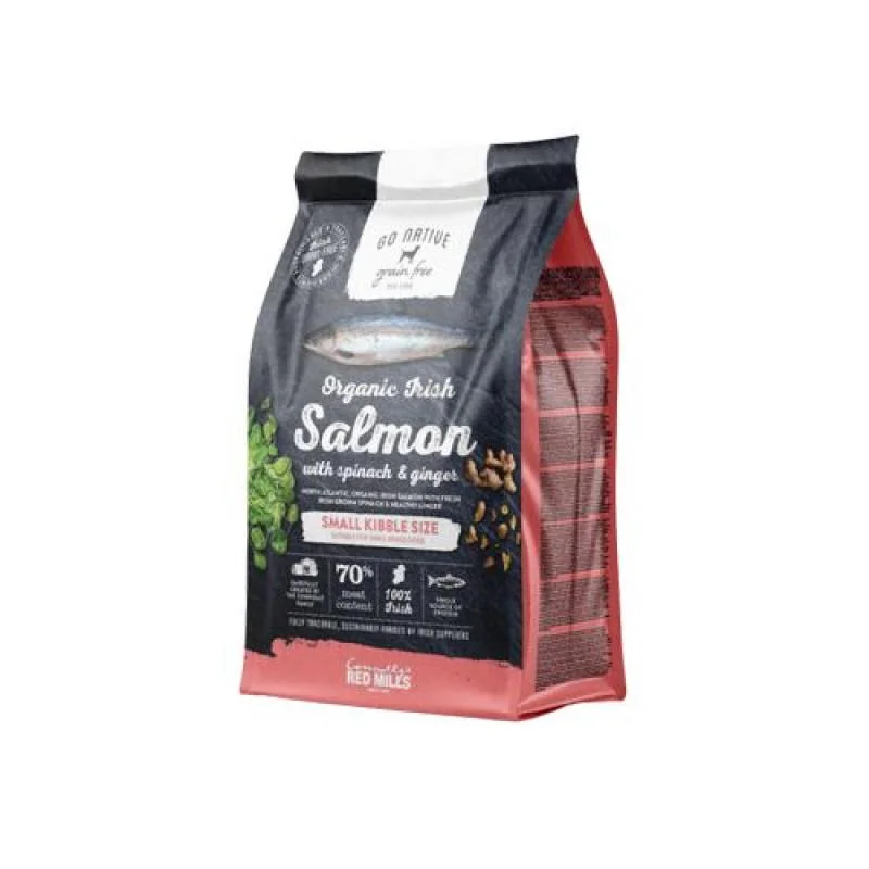 GO NATIVE Small Breed Salmon with Spinach and Ginger 1,5kg obsahuje až 70%  mäsa z lososa