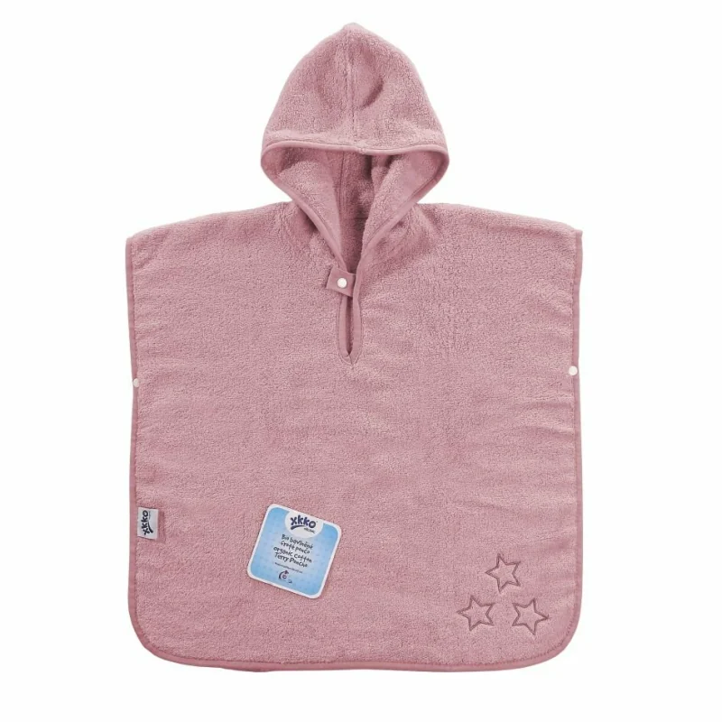 XKKO Organic BIO Bavlnené pončo - Baby Pink Stars ORGPON002