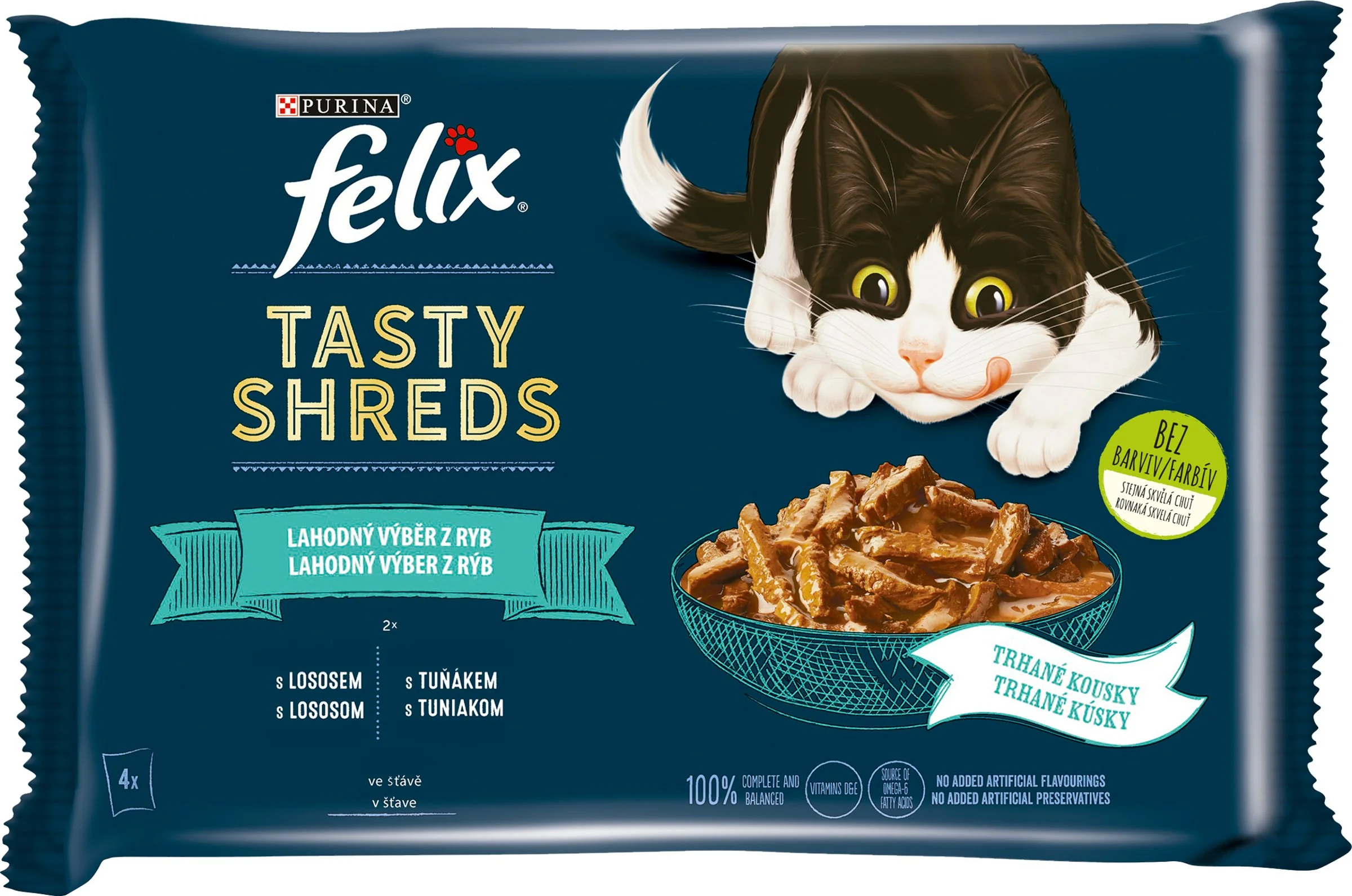 FELIX TASTY SHREDS Multipack 12(4x80g) losos/tuniak v šťave