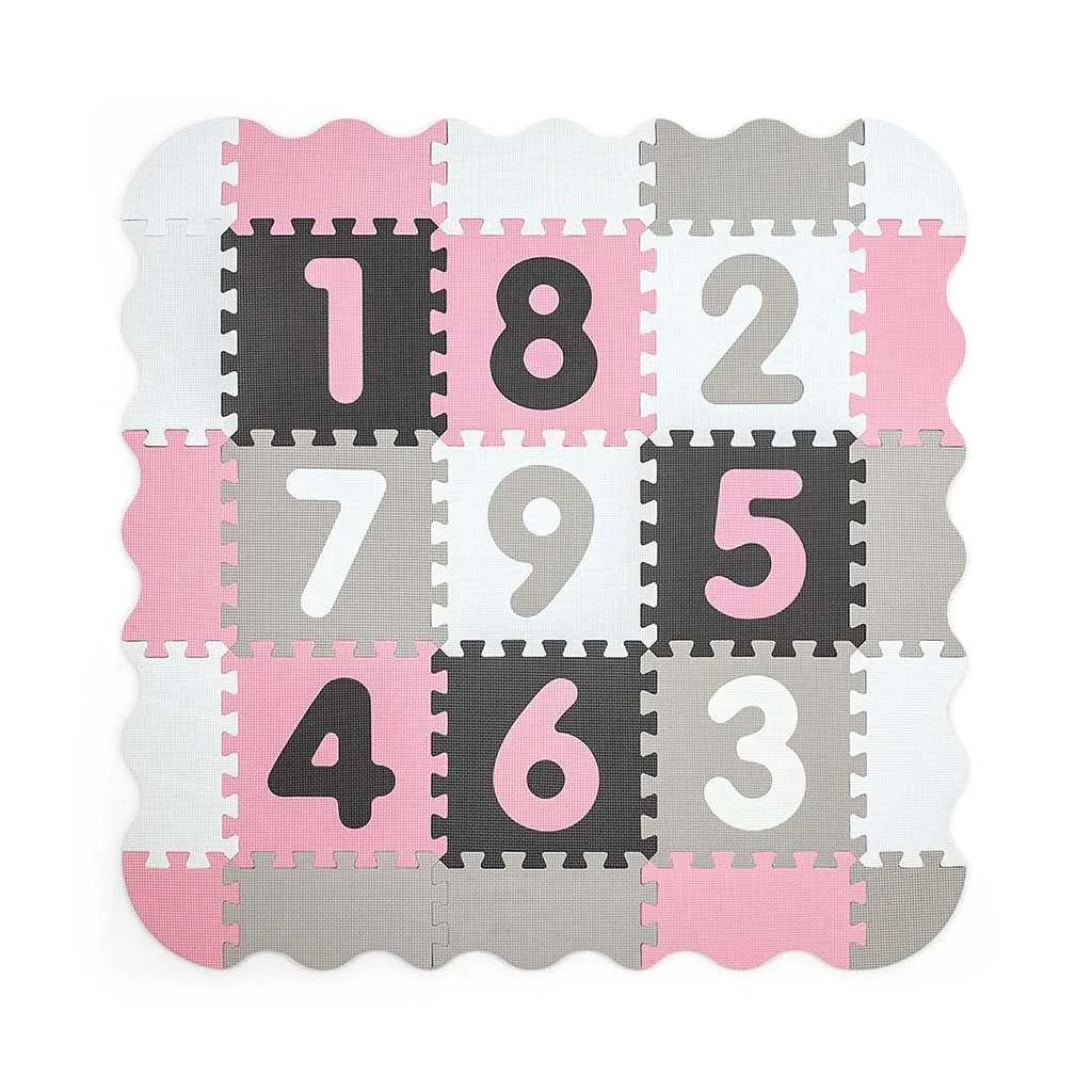 Penové puzzle podložka ohrádka Milly Mally Jolly 3x3 Digits Pink 