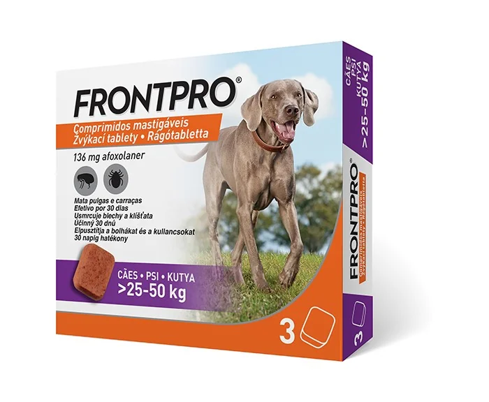 FRONTPRO® antiparazitárne žuvacie tablety pre psy (25-50 kg) 1×3 tbl, antiparazitárne tablety