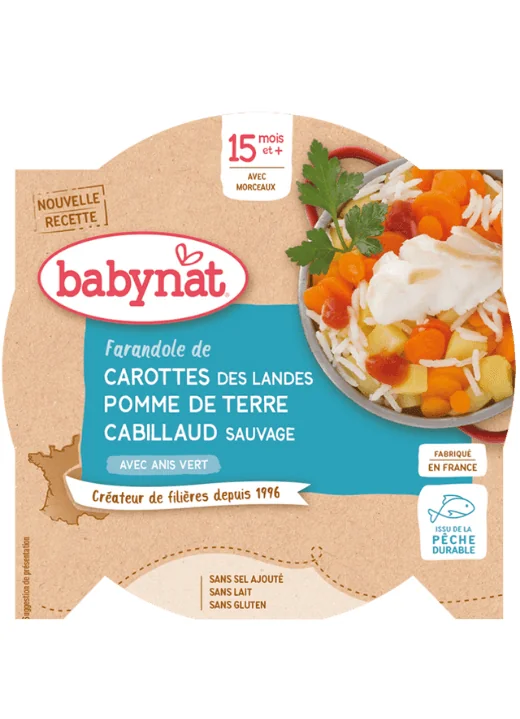 BABYBIO Menu mrkva a zemiaky s treskou (260 g)