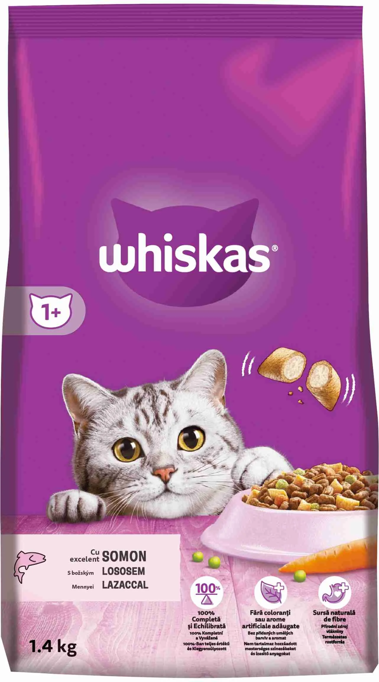 WHISKAS Granule s lososom pre dospelé mačky