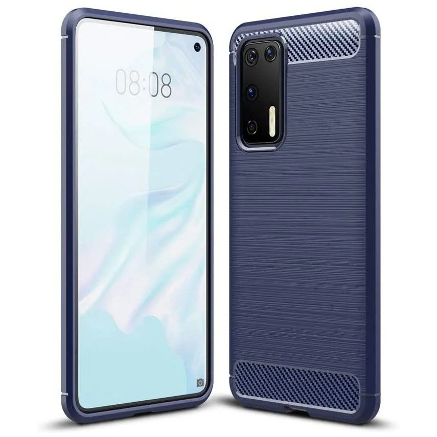 MG Carbon Case Flexible silikónový kryt na Huawei P40, modrý