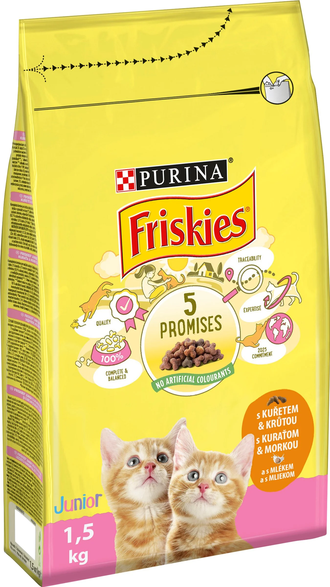 FRISKIES GM 1x1,5kg Junior s kuraťom, mliekom a pridanou zeleninou 1×1,5 kg, krmivo pre mačiatka