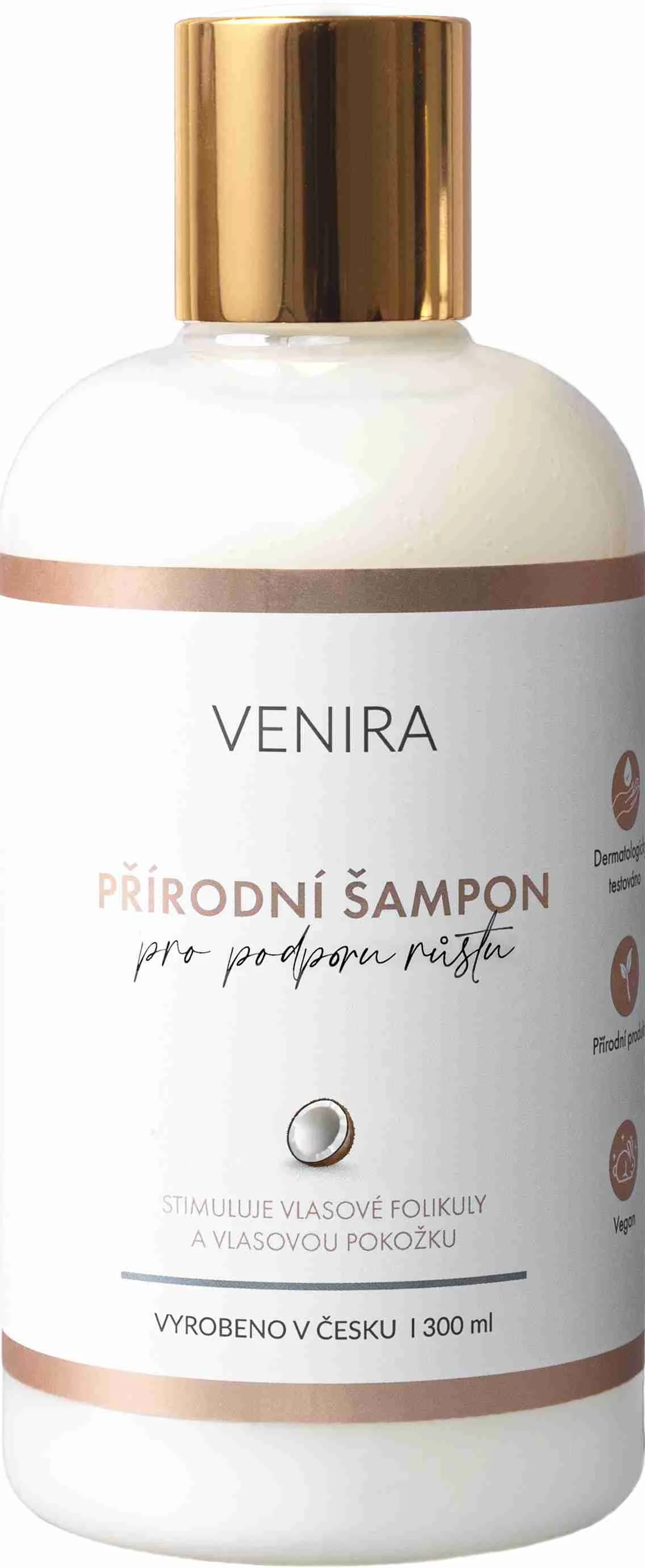 VENIRA Prírodný šampón pre podporu rastu vlasov kokos 1×300 ml, šampón pre podporu rastu vlasov