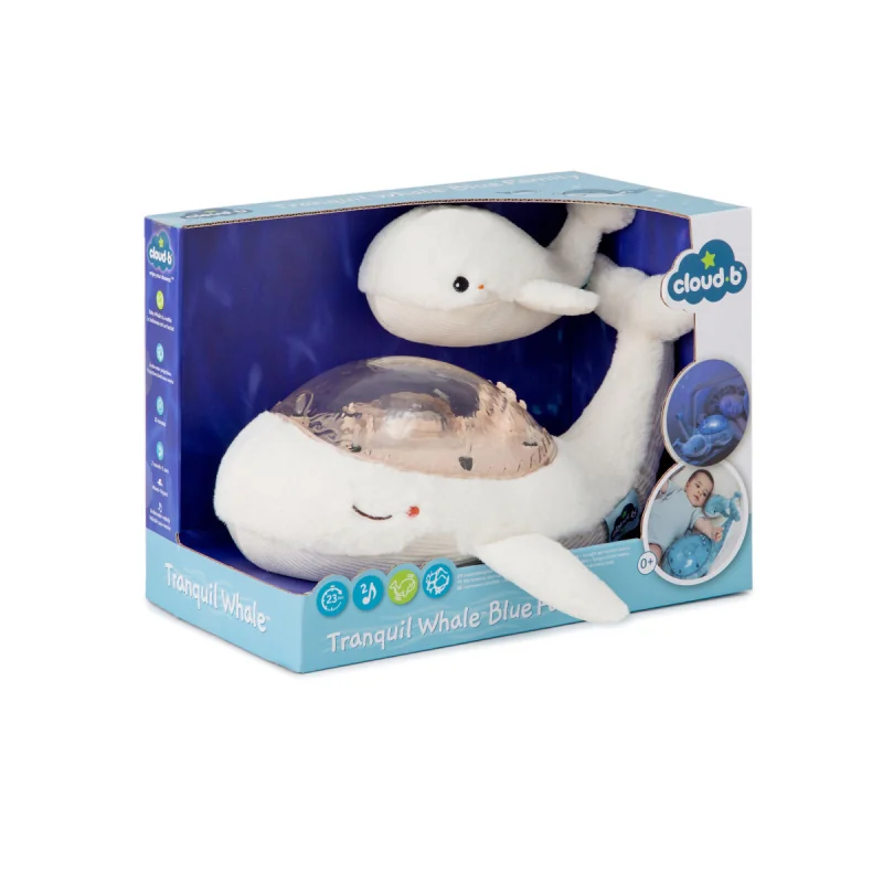 Cloud b®Tranquil Whale™- Nočné svetielko - Veľryba, biela 