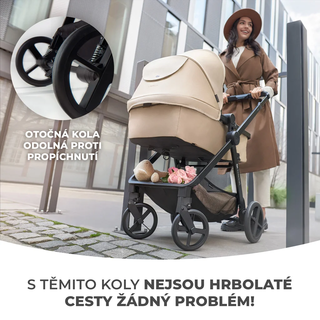 KINDERKRAFT Kočík kombinovaný 4v1 Newly Classic Black + Mink PRO 1×1 ks, kombinovaný kočík