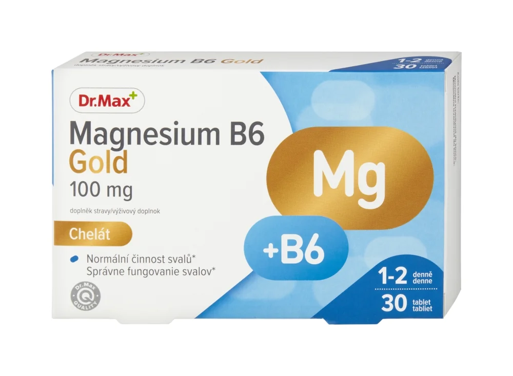 Dr. Max Magnesium B6 Gold 100 mg Chelát 1×30 tbl, horčík