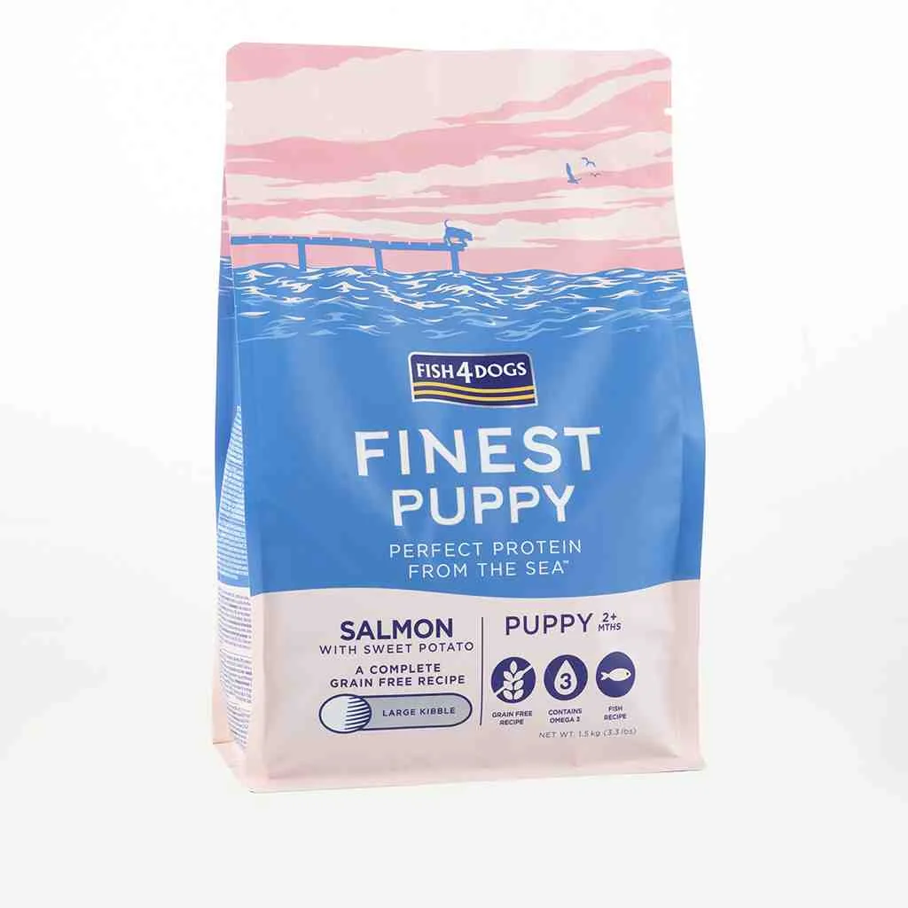 FISH4DOGS Granule veľké pre šteniatka Finest losos so sladkými zemiakmi 6 kg, 2m+