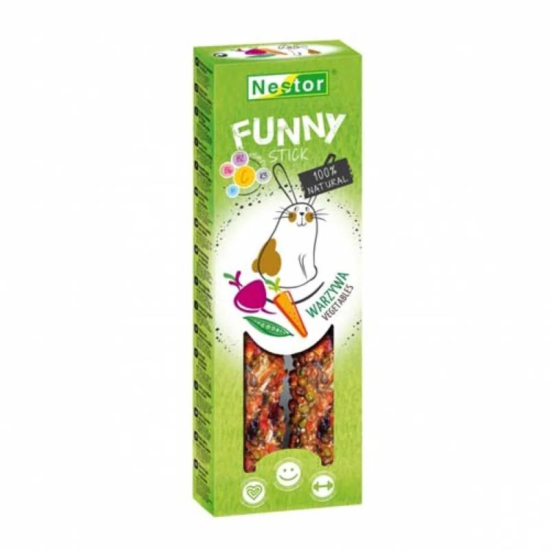 NESTOR FUNNY PREMIUM PLUS STICK so zeleninou 2ks/115g pre hlodavce a králiky