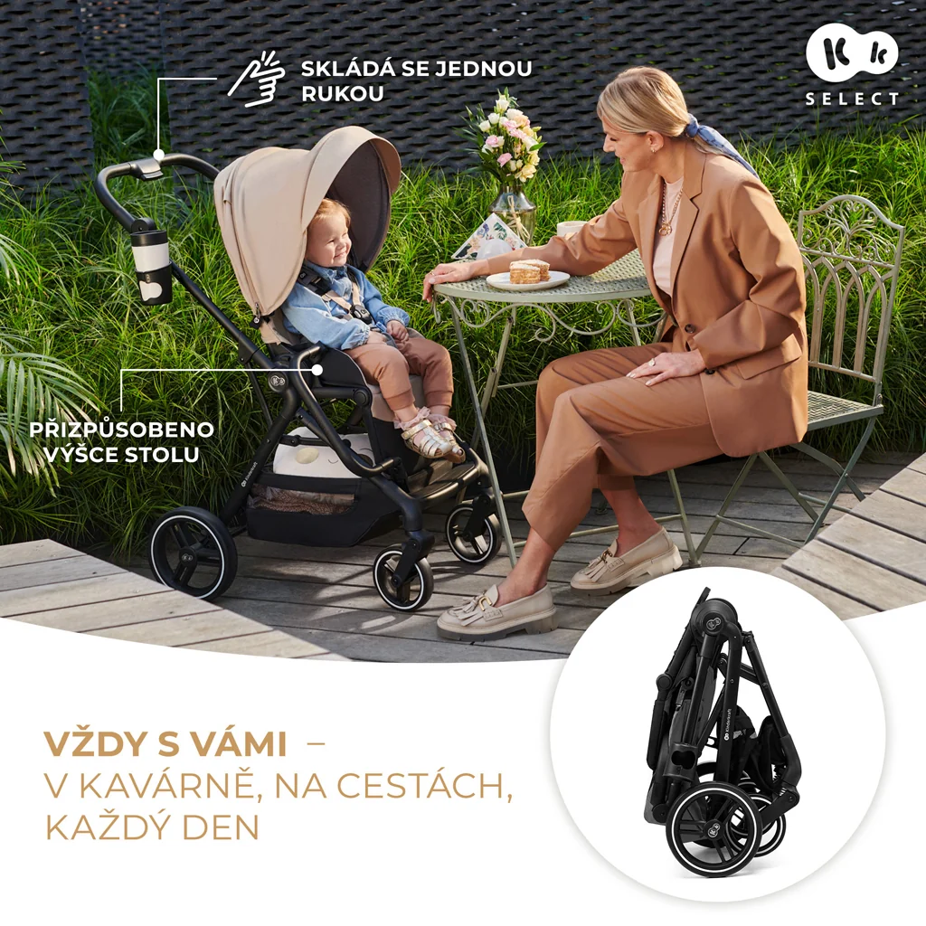 KINDERKRAFT SELECT Kočík športový Yoxi Moonlight Grey 1×1 ks, športový kočík