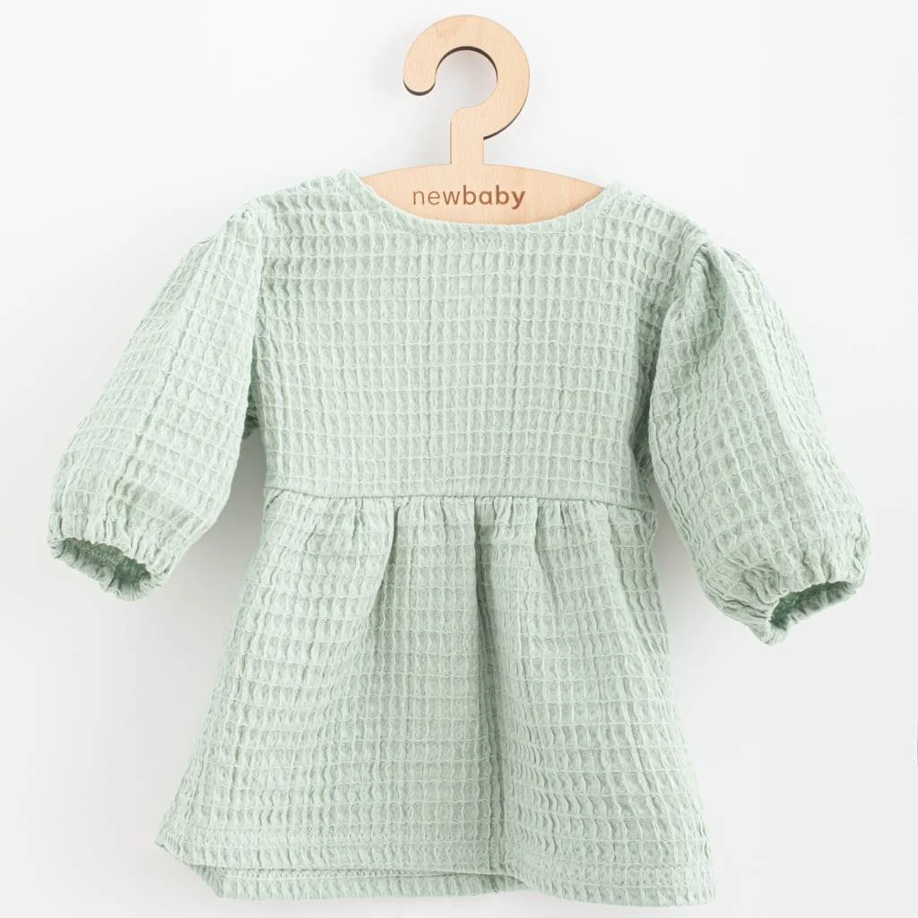 Dojčenské mušelínové šaty New Baby Comfort clothes šalviová 62 