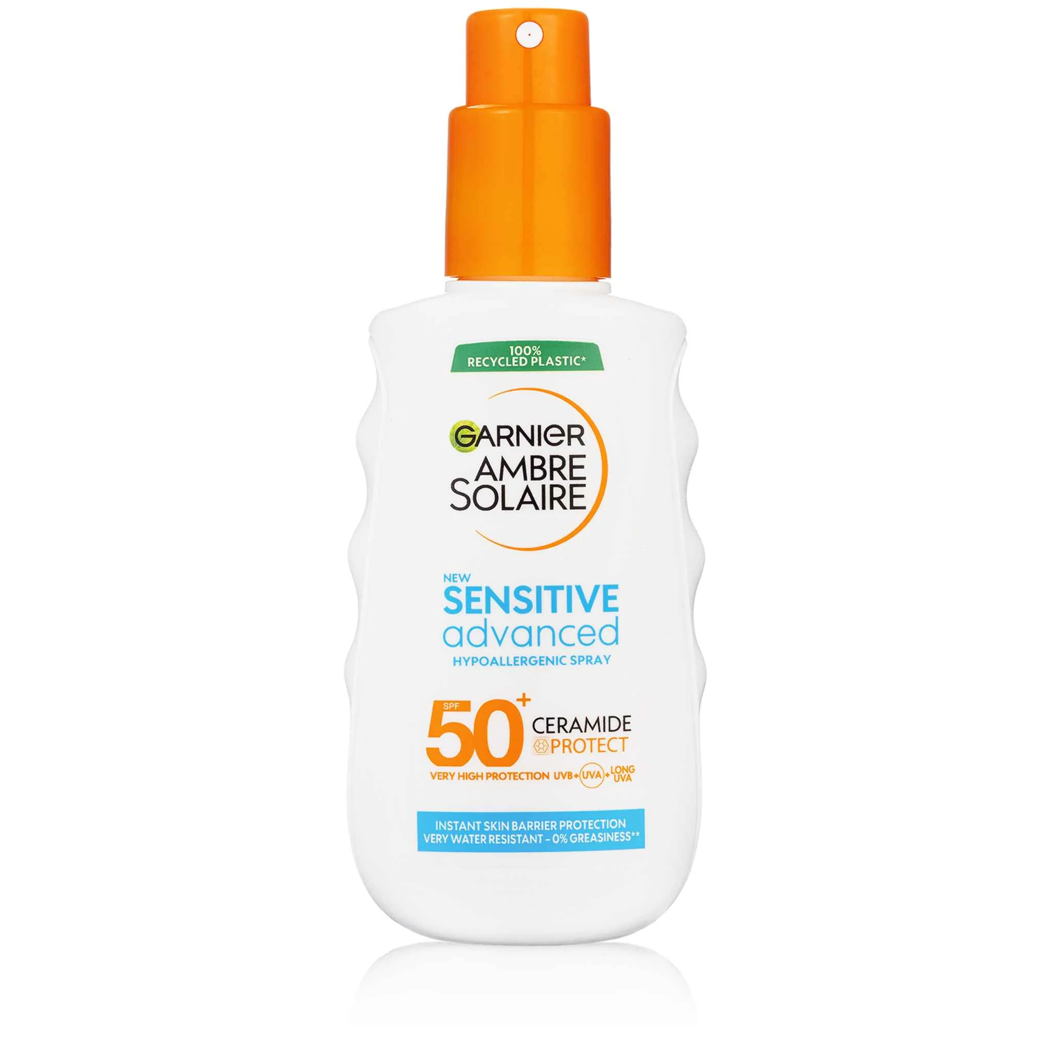 Garnier Ambre Solaire Sensitive Advanced Sprej, veľmi vysoká ochrana, svetlá citlivá pokožka, SPF 50+, 150 ml 1×150 ml, sprej na citlivú pokožku SPF50+