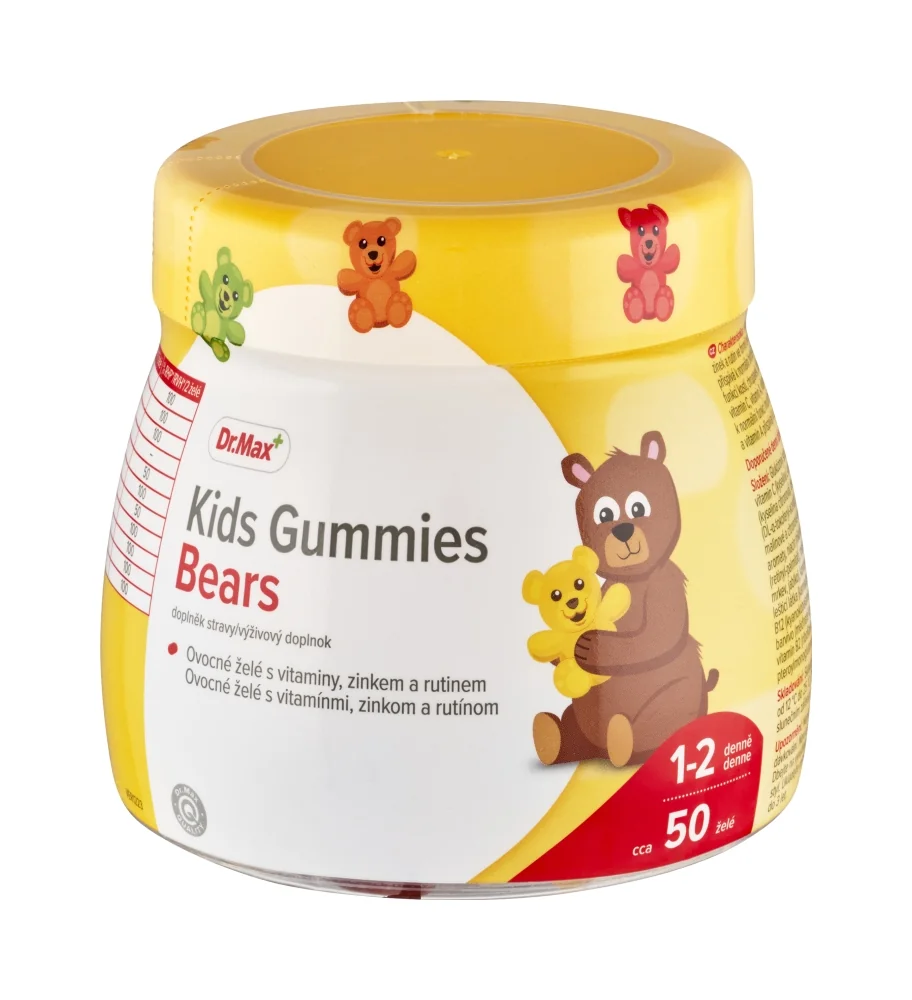 Dr. Max Kids Gummies Bears 1×50 ks, ovocné želé s vitamínmi, zinkom a rutínom