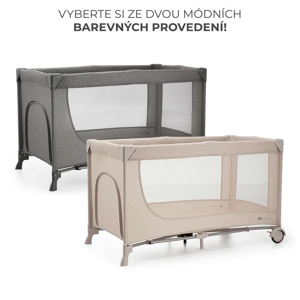 KINDERKRAFT Postieľka cestovná Joy 2 Beige 1×1 ks, cestovná postieľka