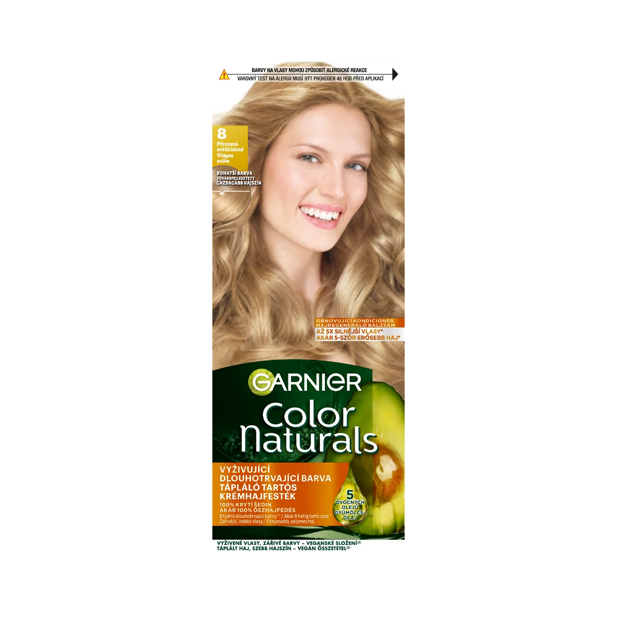 Garnier Color Naturals permanentná farba na vlasy 8.0 Svetlá blond 1×1 kus, farba na vlasy