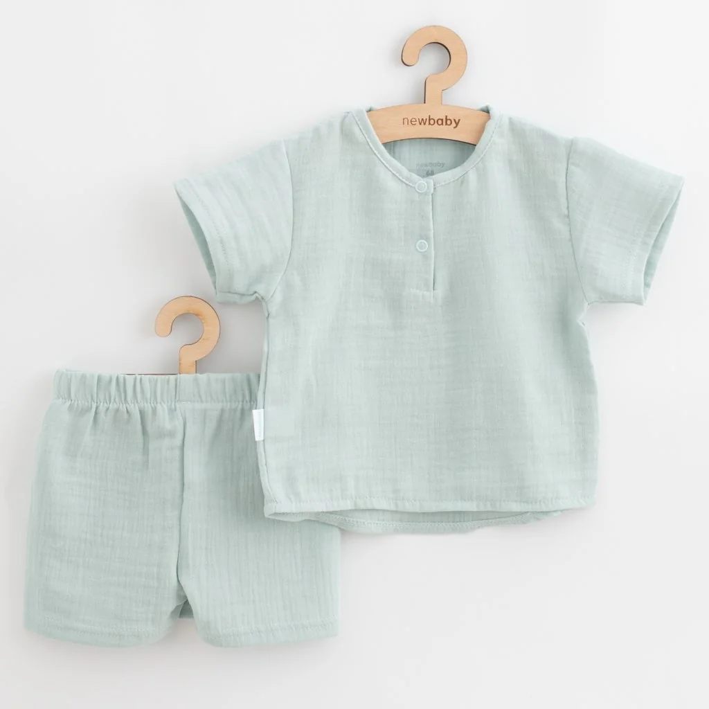 Dojčenská mušelínová súpravička New Baby Soft dress mätová 56 (0-3m), 20C52341