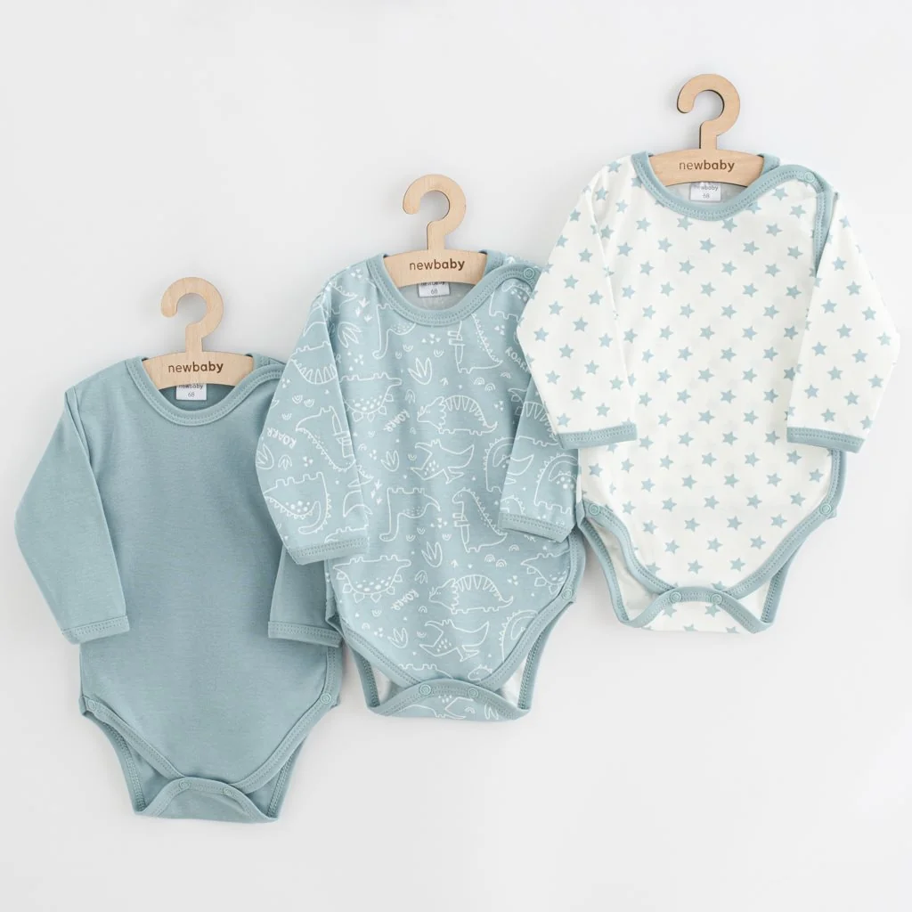 Dojčenské body celorozopínacie New Baby Classic II Dievča 3ks mätová 62 (3-6m), 20C54468