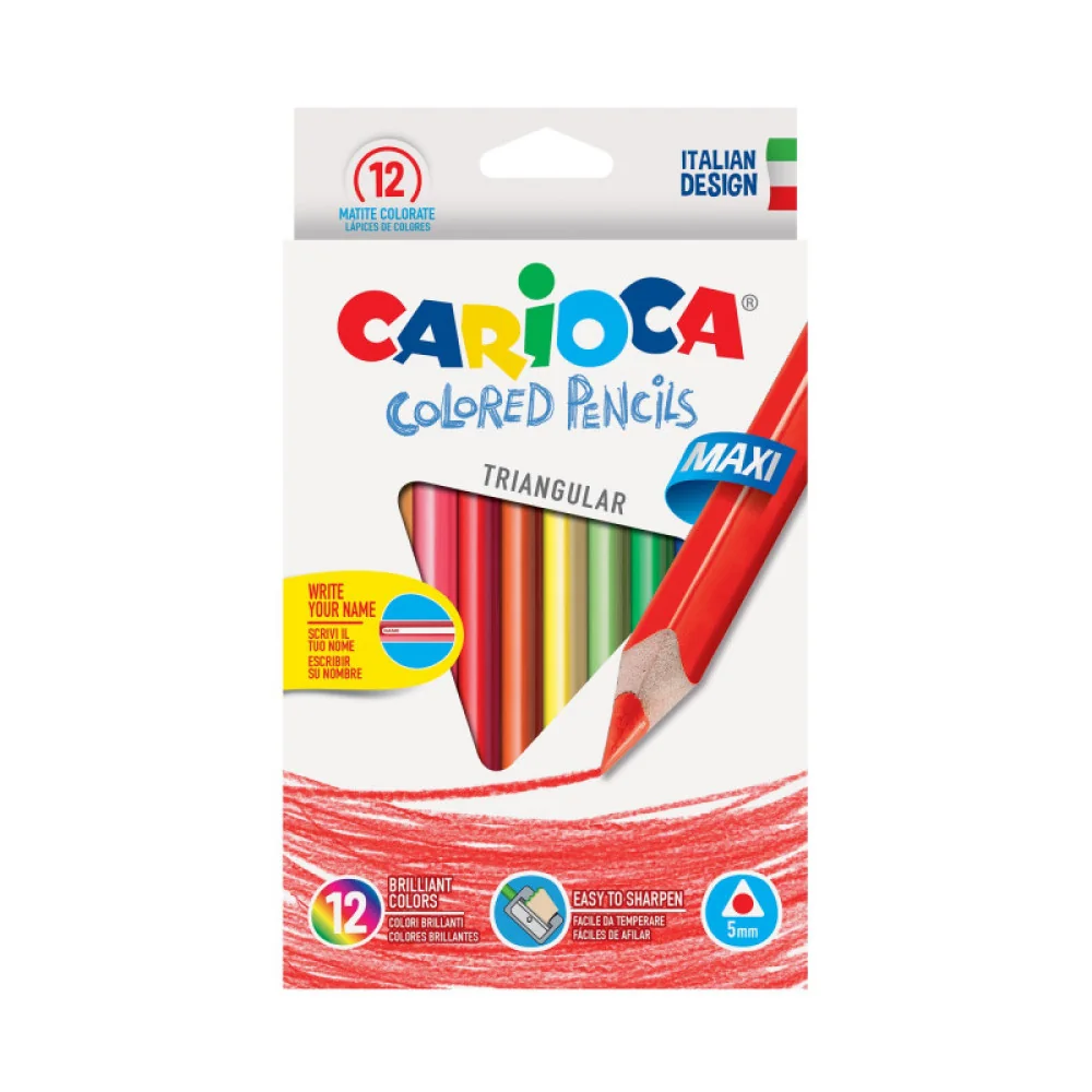 Farbičky Colored Pencils MAXI trojhranné, drevené, nelámavé 12ks-CARIOCA