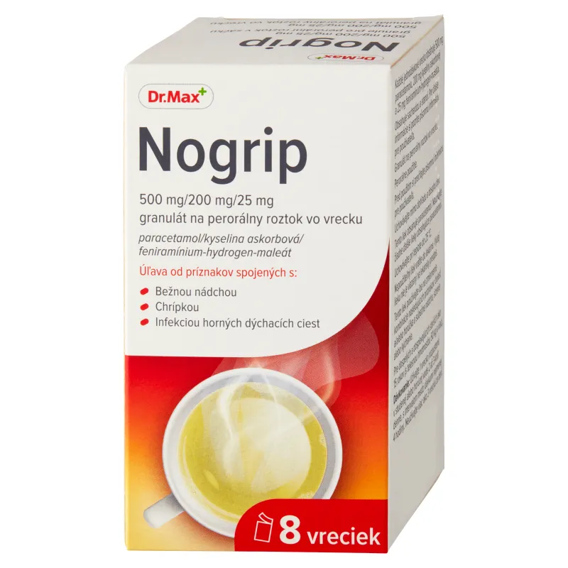 Dr. Max NOGRIP 1×8 ks, horúci nápoj pri chrípke a nachladnutí
