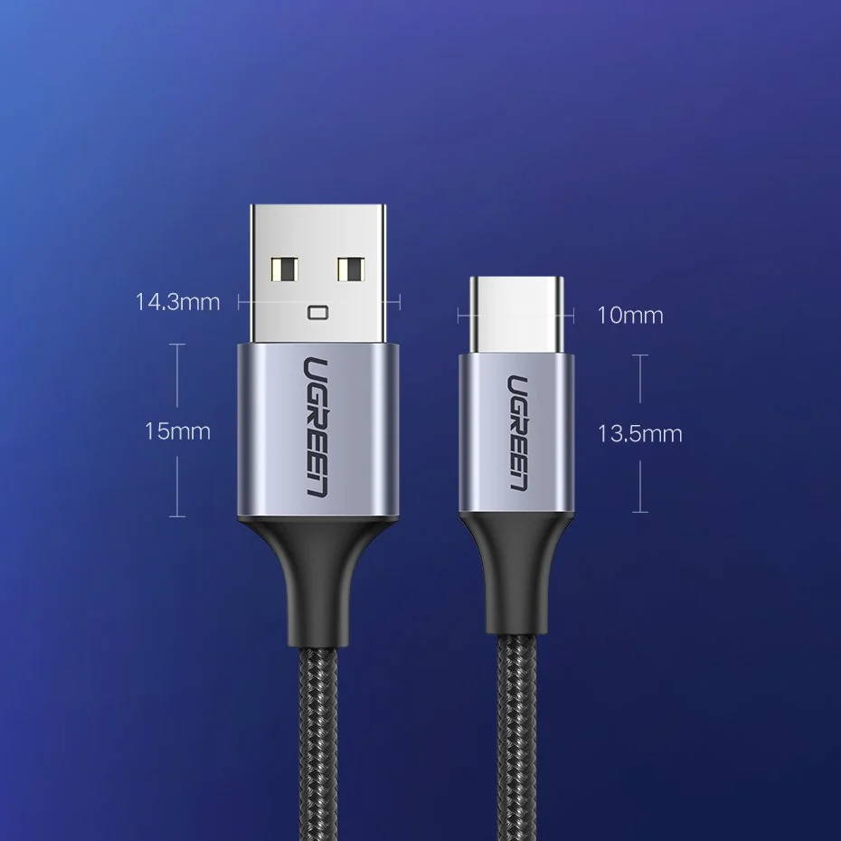 Ugreen kábel USB / USB-C QC 3A 1m, sivý 