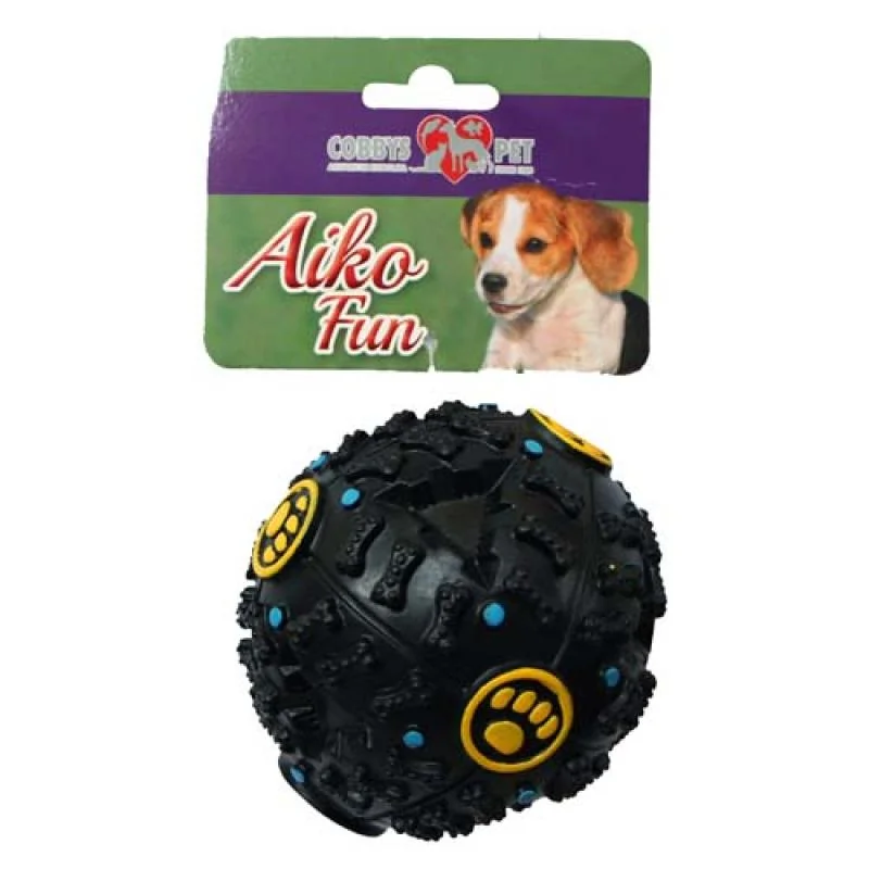 COBBYS PET AIKO FUN Hrkajúca lopta 9,5cm s otvorom na pochúťky