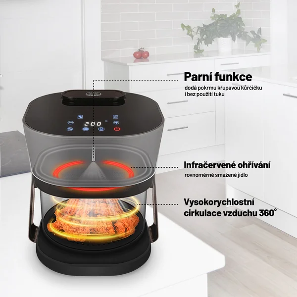 Lauben Glass&SteamAir® Fryer 4500BG 1×1 ks, teplovzdušná fritéza